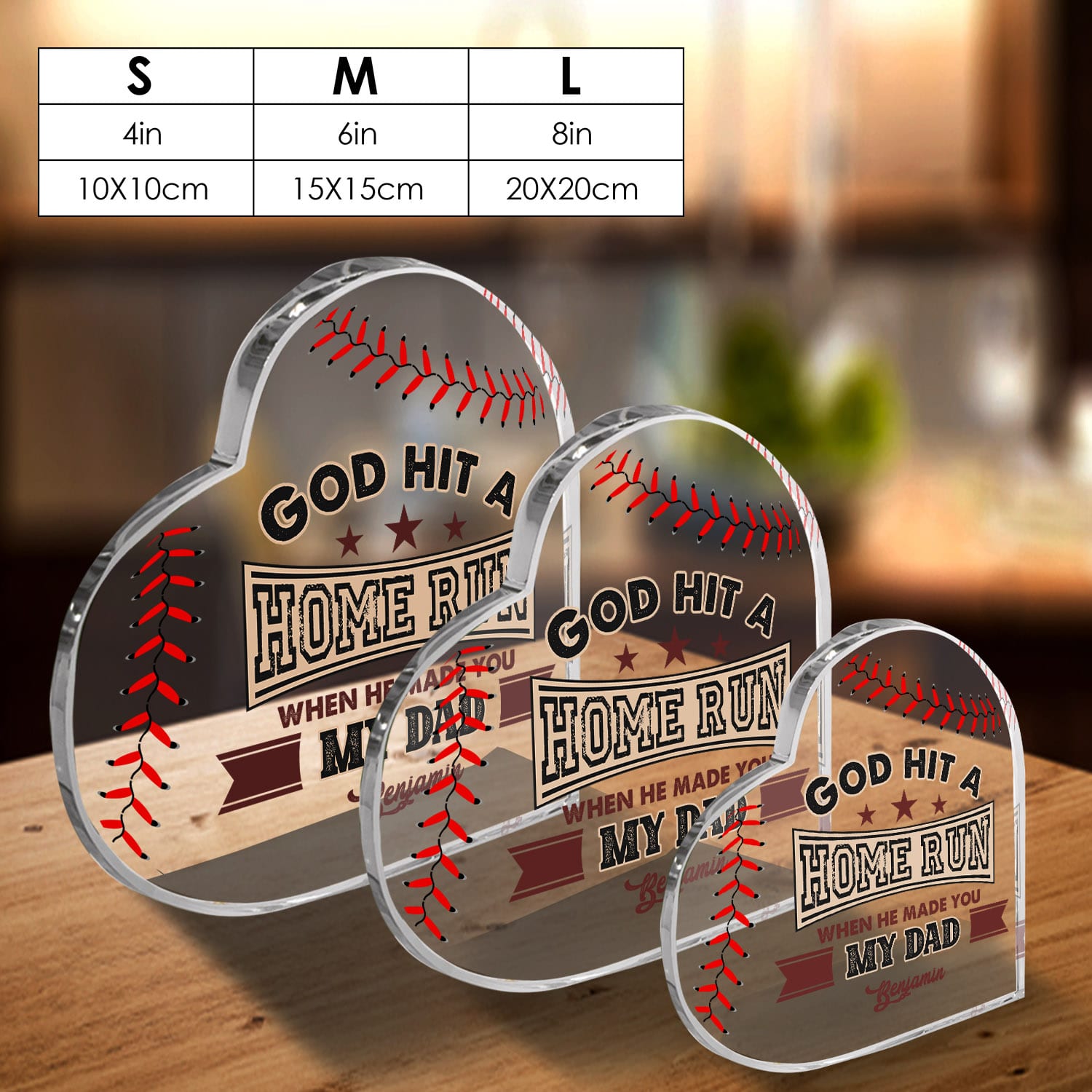 6VT. Dad God Hit A Home Run heart plaque mk3