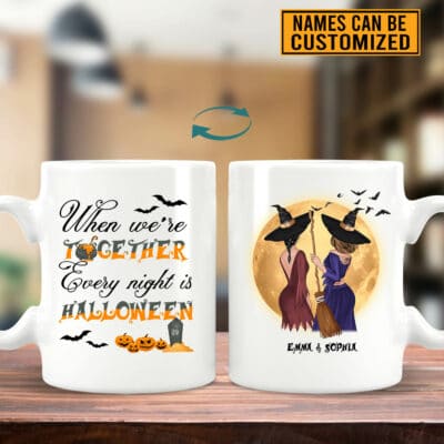 Alternative view of Personalized When We're Together Every Night Is Halloween Coffee Mug - Custom Bestie Halloween Mug