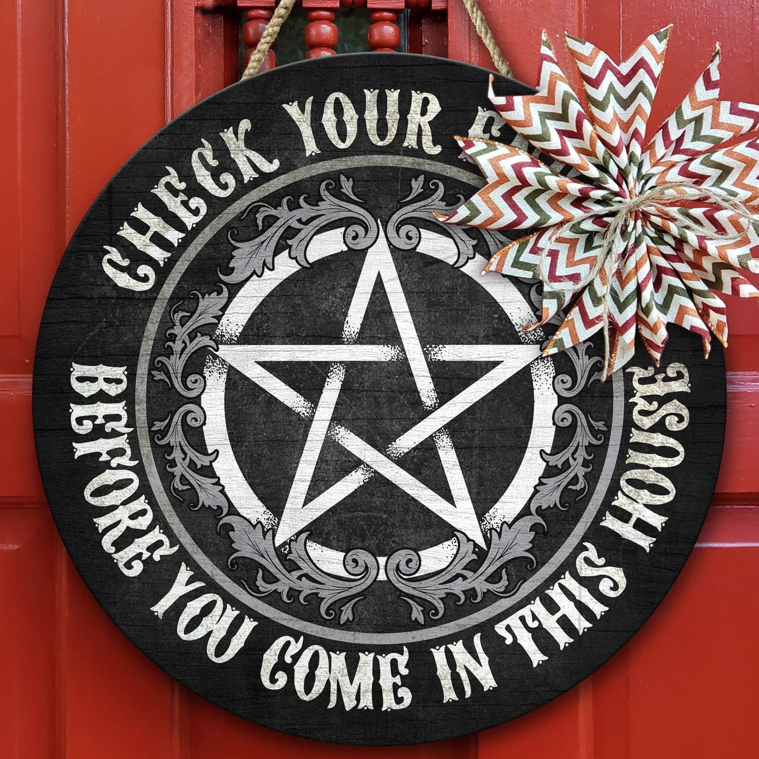 1VT. Witch Check Your Energy Door Sign Mockup 10