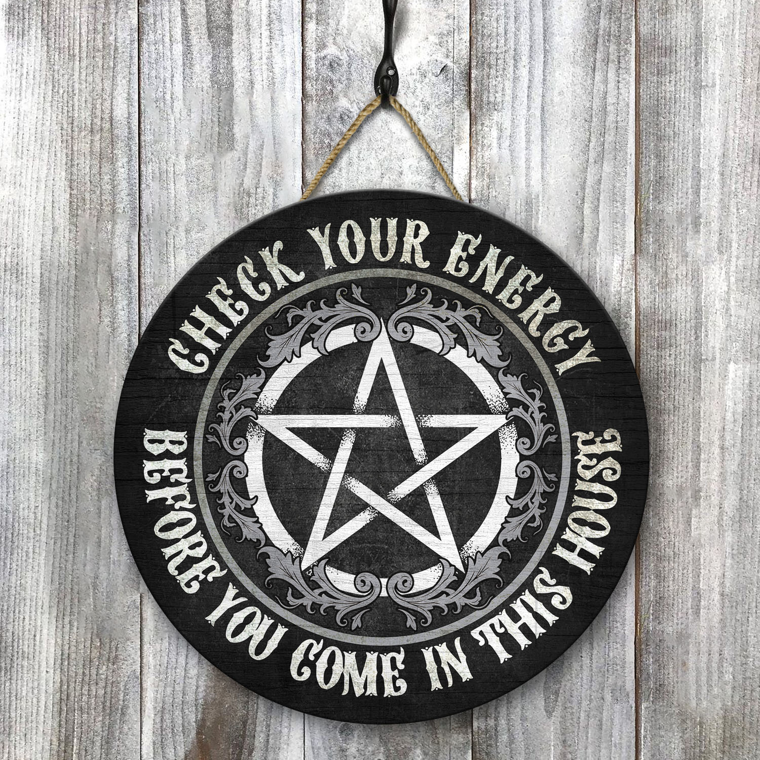 1VT. Witch Check Your Energy Door Sign Mockup 8