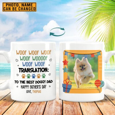 Personalized Photo To The Best Doggy Dad Happy Father's Day Print On 2 Sides Ceramic Coffee Mug - Custom Dog Dad Gifts