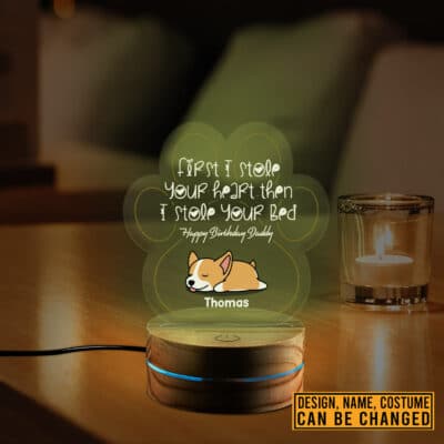 Personalized Dog Breeds Light First I Stole Your Heart Then I Stole Your Bed LED Night Light Multi Color - Bedroom Decor