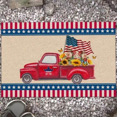 Independence Day 4th of July Decorations Patriotic Door Mats - Red Blue American Flag Door Mat Outdoor Mats for Home Entrance