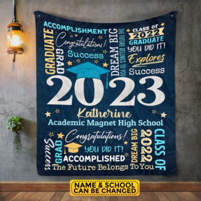 Alternative view of Personalized Name Class of 2023 Graduation Blanket - Graduation gifts for Her and Him - Senior 2023 Custom Name Grad College Gifts