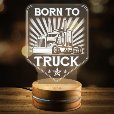 Born To Truck LED Light - Gifts for Truck Driver Trucker Night Light - Gifts for Dad, Father, Grandpa, Husband