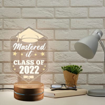 Mastered It Class Of 2022 Night Light - Custom Grad Gifts Masters LED Light - Graduation Gifts for Her or Him
