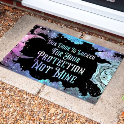 Alternative view of This Door Is Locked For Your Protection Not Mine Witch House Doormat - Outdoor Indoor Doormat