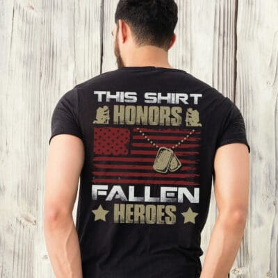 Alternative view of This Shirt Honors Fallen Heroes Print On Back T-Shirt Only - Veteran Memorial Plain Front Shirt