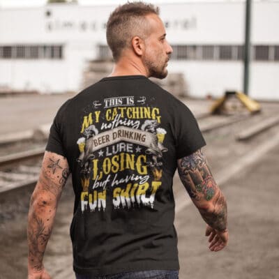 Alternative view of This Is My Catching Nothing Beer Drinking Lure Losing But Having Fun Shirt Print Funny Fishing Print On Back T-Shirt