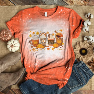 Halloween Pumpkin Coffee Latte Drink Cup T-Shirt - Fall Coffee Shirt, Thanksgiving Shirt, Coffee Lover tee Shirt, Pumpkin Spice Shirt