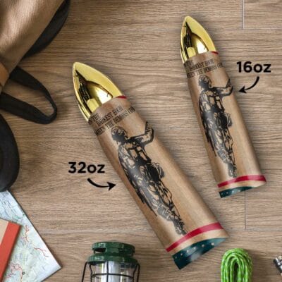 Alternative view of Veteran In The Darkest Hour When The Demons Come Call On Me Brother Bullet Shape Insulated Tumbler With Lid