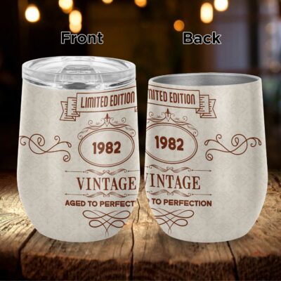 Customized Age Birthday Celebration Aged To Perfection Vacuum Insulated Cup - Wine Tumbler with Lid