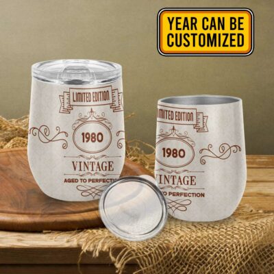 Alternative view of Customized Age Birthday Celebration Aged To Perfection Vacuum Insulated Cup - Wine Tumbler with Lid