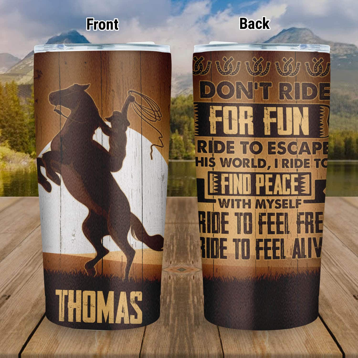 3VT. Horse Don't Ride For Fun tumbler main image mockpu