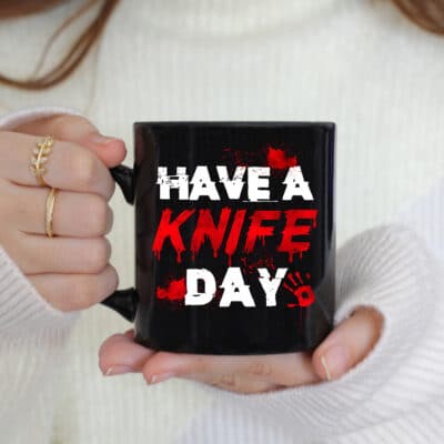 Have a Knife Day Halloween Horror Movie Coffee Mug - Halloween Travel Mug Cup - Gifts for Halloween