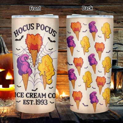 Alternative view of Hocus Pocus Ice Cream Co. Est 1993 Insulated Tumbler Cup with Lid - Three Witch Halloween Vacuum Insulated Travel Coffee Mug