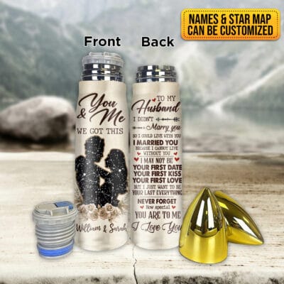 Alternative view of To My Husband Insulated Bullet Tumbler With Lid - Personalized Star Map You & Me Birthday Gift for Husband, Anniversary Present for Him