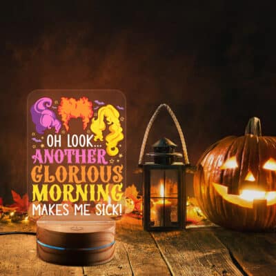 Alternative view of Oh Look Another Glorious Morning Makes Me Sick Hocus Three Witches Pocus LED Light - Funny Halloween Night Night