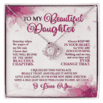 To My Beautiful Daughter Message Card Pendant Necklace, Daughter Gifts, Beautiful Daughter Jewelry Gift, Christmas Gift for Daughter