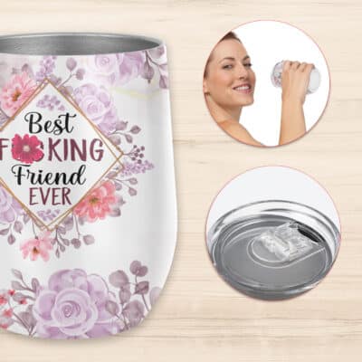 Alternative view of Gifts for Best Friends Women - Best Friend Bestie Birthday Gifts Floral Stainless Steel Insulated Wine Tumbler Cup with Lid, Bestie Mug