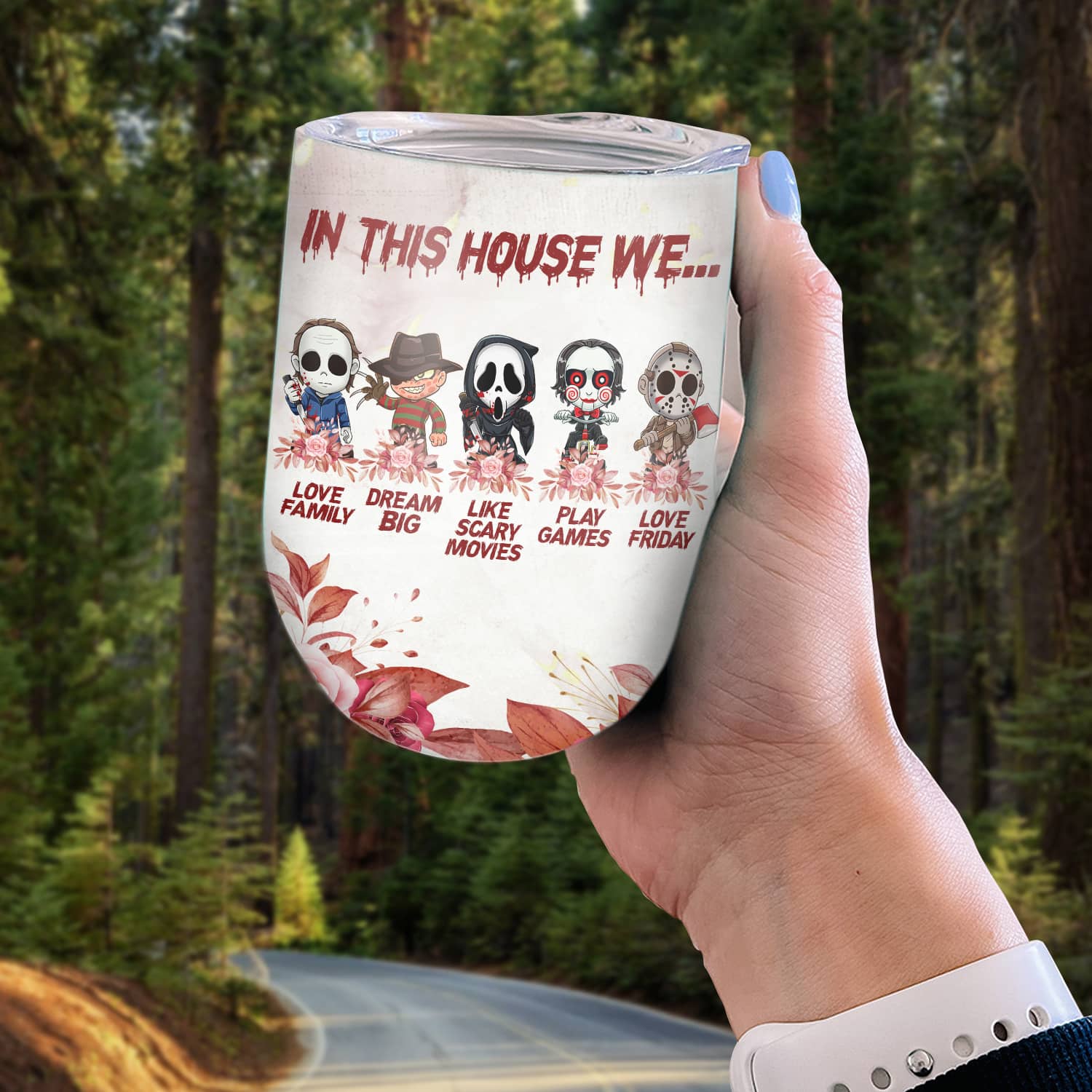 2VT. Halloween In This House Wine Tumbler mk3