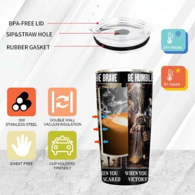 Alternative view of Be Brave Be Strong Be Humble Be Awesome Stainless Steel Insulated Tumbler Cup with Lid - Strong Believe God Christian Gifts Coffee Mug