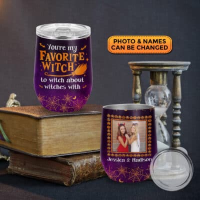 Alternative view of Personalized Photo You're My Favorite Witch To Witch About Witches With Vacuum Insulated Cup - Wine Tumbler with Lid