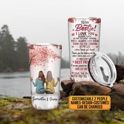 Alternative view of Personalized Best Friend Bestie Birthday Gifts Floral Stainless Steel Insulated Tumbler Cup with Lid, Besties Mug - Gifts for Best Friends