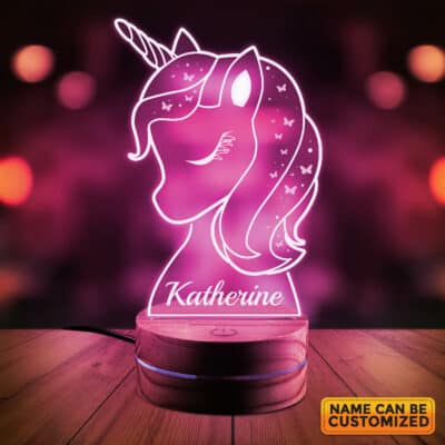 Personalized Baby Name Cute Unicorn LED Light Decor Room - Unicorn Night Lights for Girls Bedroom
