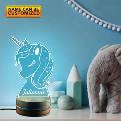 Alternative view of Personalized Baby Name Cute Unicorn LED Light Decor Room - Unicorn Night Lights for Girls Bedroom