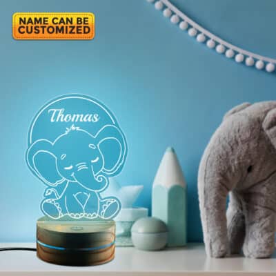 Alternative view of Personalized Baby Name Elephant LED Light Decor Room - Elephant Night Lights for Boys and Girls Bedroom