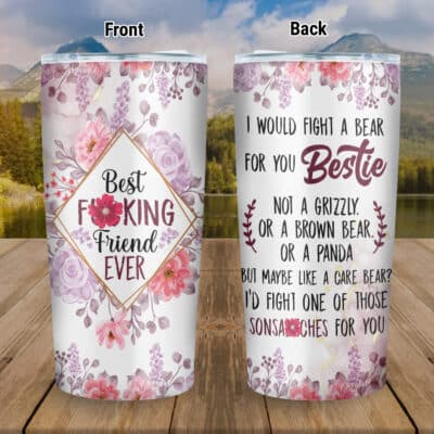 Best Friend Bestie Birthday Gifts Floral Stainless Steel Insulated Tumbler Cup with Lid, Besties Mug - Gifts for Best Friends