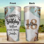 Personalized Birthday Mug for Daughter Son Friends Mom Dad Sister Bestie - Happy Birthday Gifts Love From Insulated Tumbler with Lid