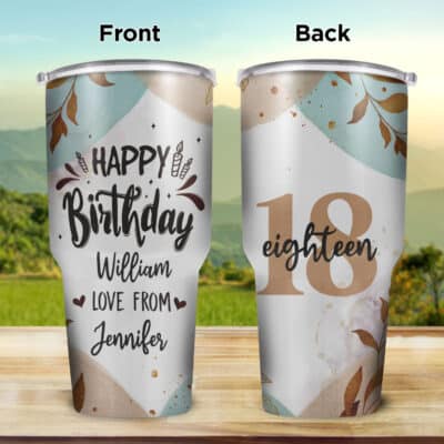 Personalized Birthday Mug for Daughter Son Friends Mom Dad Sister Bestie - Happy Birthday Gifts Love From Insulated Tumbler with Lid