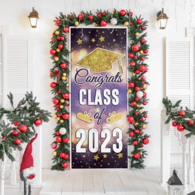Alternative view of Graduation Gifts Class Of 2023 Door Cover - Graduation 2023 Party Decorations Front Door Porch Sign Backdrop Gifts