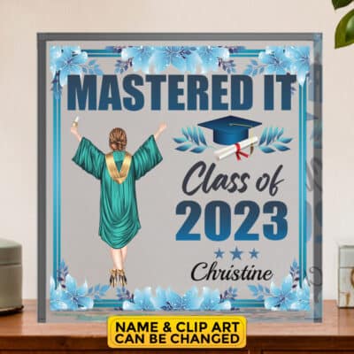 Personalized Character Mastered It Class Of 2023 Keepsake and Paperweight - Custom Grad Gifts Masters Plaque - Graduation Gifts for Her or Him