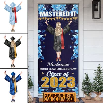 Personalized Yourself Mastered It Class Of 2022 Door Cover - Graduation Gifts Graduation 2022 Party Decorations Front Door Porch Sign Backdrop