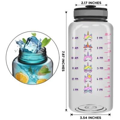Alternative view of Personalized Inhale Exhale Funny Unicorn Yoga Water Bottle With Time Marker, Motivational Fitness Sports Water Tracker Bottle