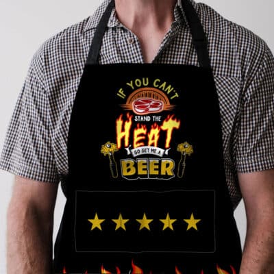 Alternative view of If You Can't Stand The Heat Go Get Me A Beer Funny Cooking Apron With Three Pockets