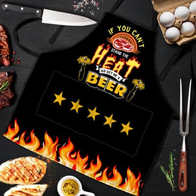 If You Can't Stand The Heat Go Get Me A Beer Funny Cooking Apron With Three Pockets
