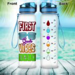 First Grade Vibes Only Back To School Motivational School Sports Water Tracker Bottle with Time Marker - 1st Grade Water Bottle
