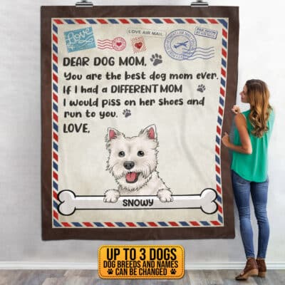 Alternative view of Personalized Dog Breeds Dear Dog Mom You Are The Best Dog Mom Ever Fleece Blanket - Sherpa Blanket - Woven Blanket