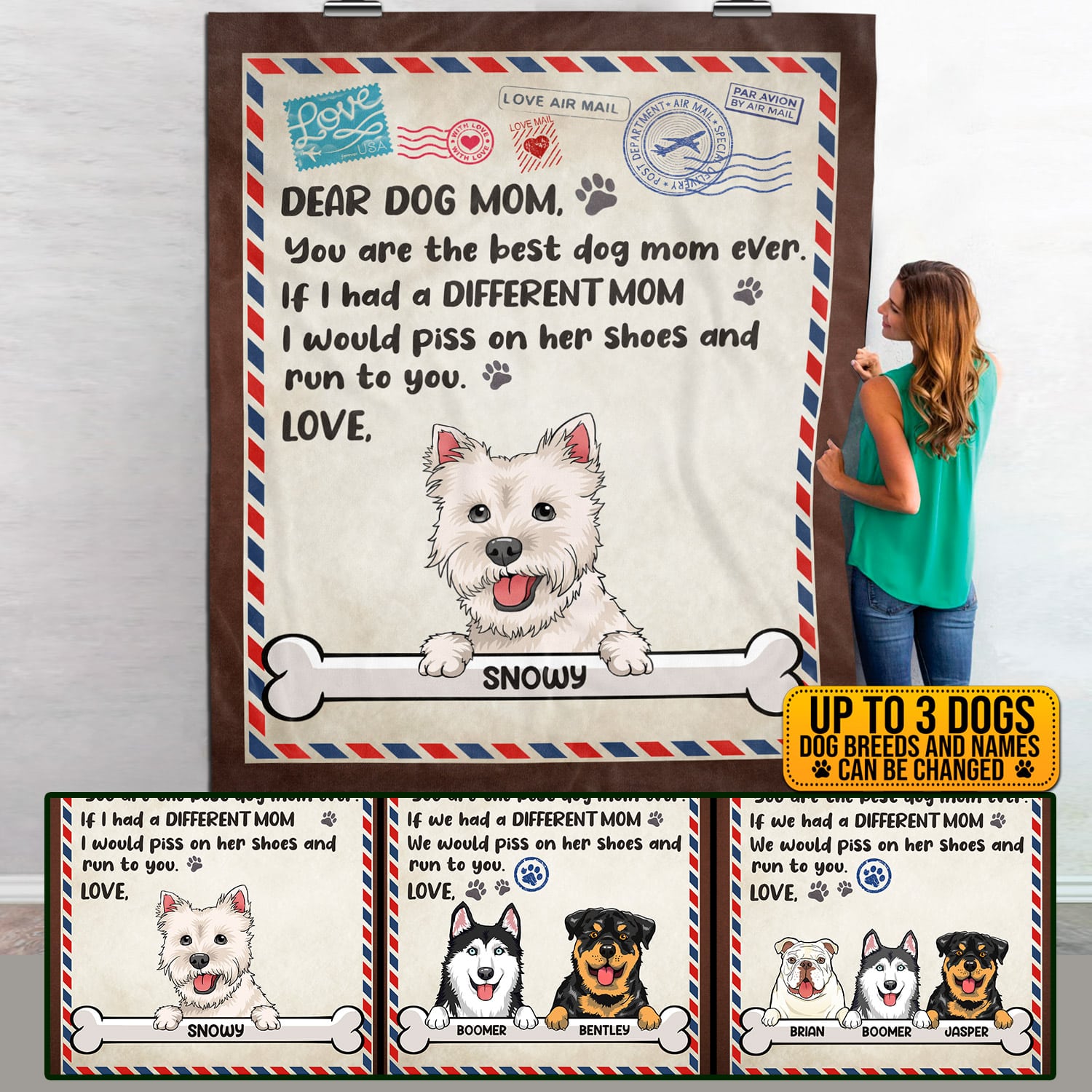 1VT. Dear Dog Mom Blanket mk6