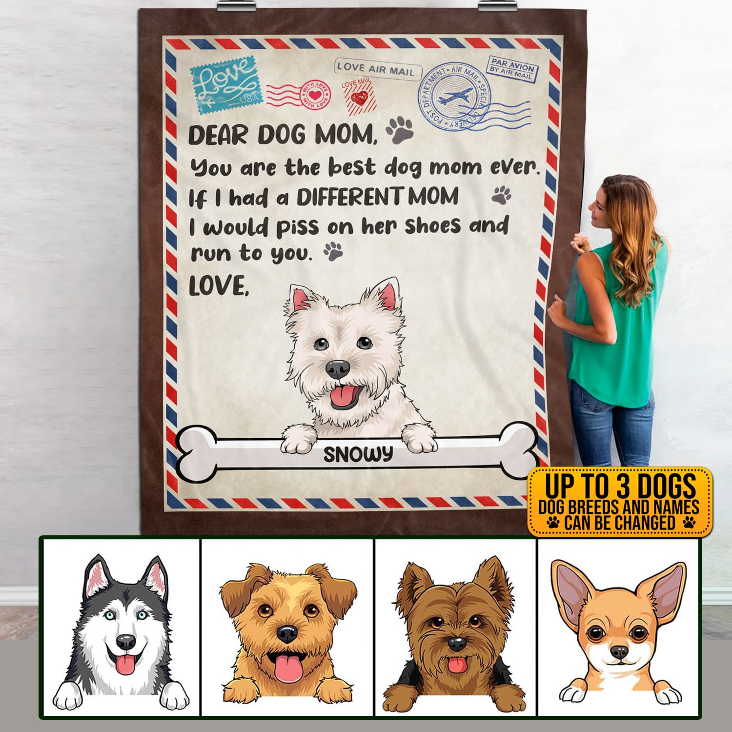 1VT. Dear Dog Mom Blanket mk7