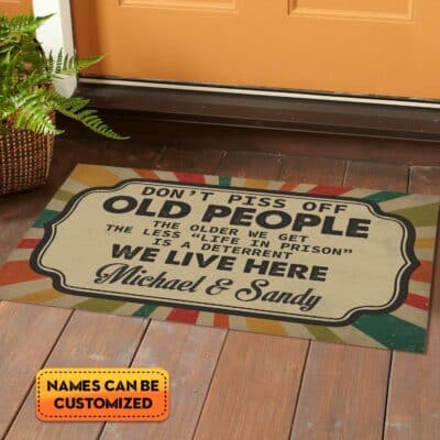 Alternative view of Personalized Don't Piss Off Old People The Older We Get Funny House Doormat - Outdoor Indoor Floor Mat