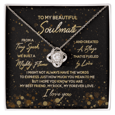 To My Beautiful Soulmate Message Card Sterling Pendant Necklace Jewelry from Husband To Wife, Girlfriend, Lover Gifts, From A Tiny Spark