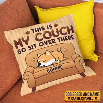 Alternative view of Personalized Dog Breeds This Is My Couch Go Sit Over There Throw Pillow - Decorative Pillow - Indoor Outdoor Cushion