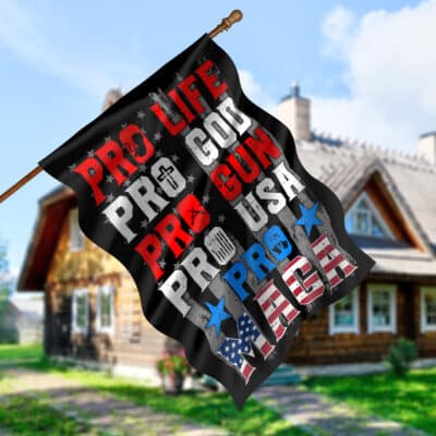 Alternative view of Pro Life Pro God Pro Gun Pro Usa Pro Maga Outdoor Indoor Decorative Garden Flag - House Flag - Wall Flag