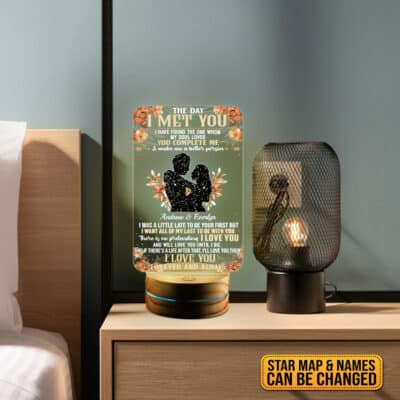 Alternative view of Personalized Star Map The Day I Met You 2D LED Light - Custom Name Love Couple Night Light Bedroom Decor