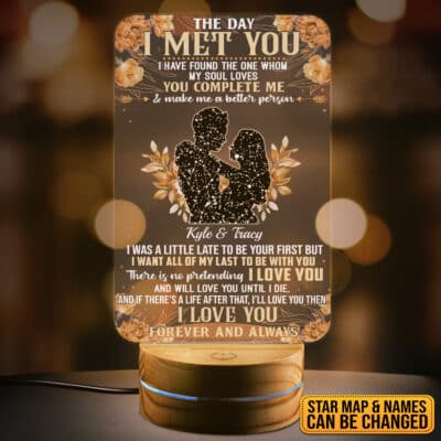 Personalized Star Map The Day I Met You 2D LED Light - Custom Name Love Couple Night Light Bedroom Decor